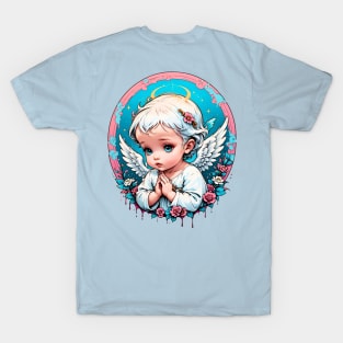 Praying Baby Boy Angel Cherub comic retro vintage T-Shirt